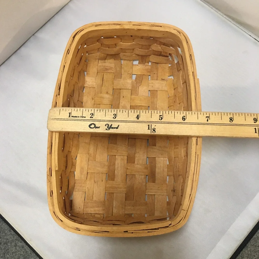 Woven Wood Splint Basket Home Small Tan Rectangular Farmhouse Decor Cottagecore